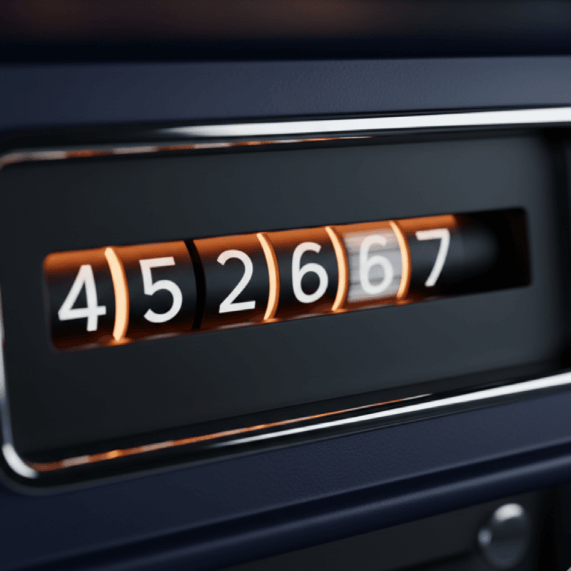 Analog odometer dial with automatic sync icon - 3D render Automatyczny licznik