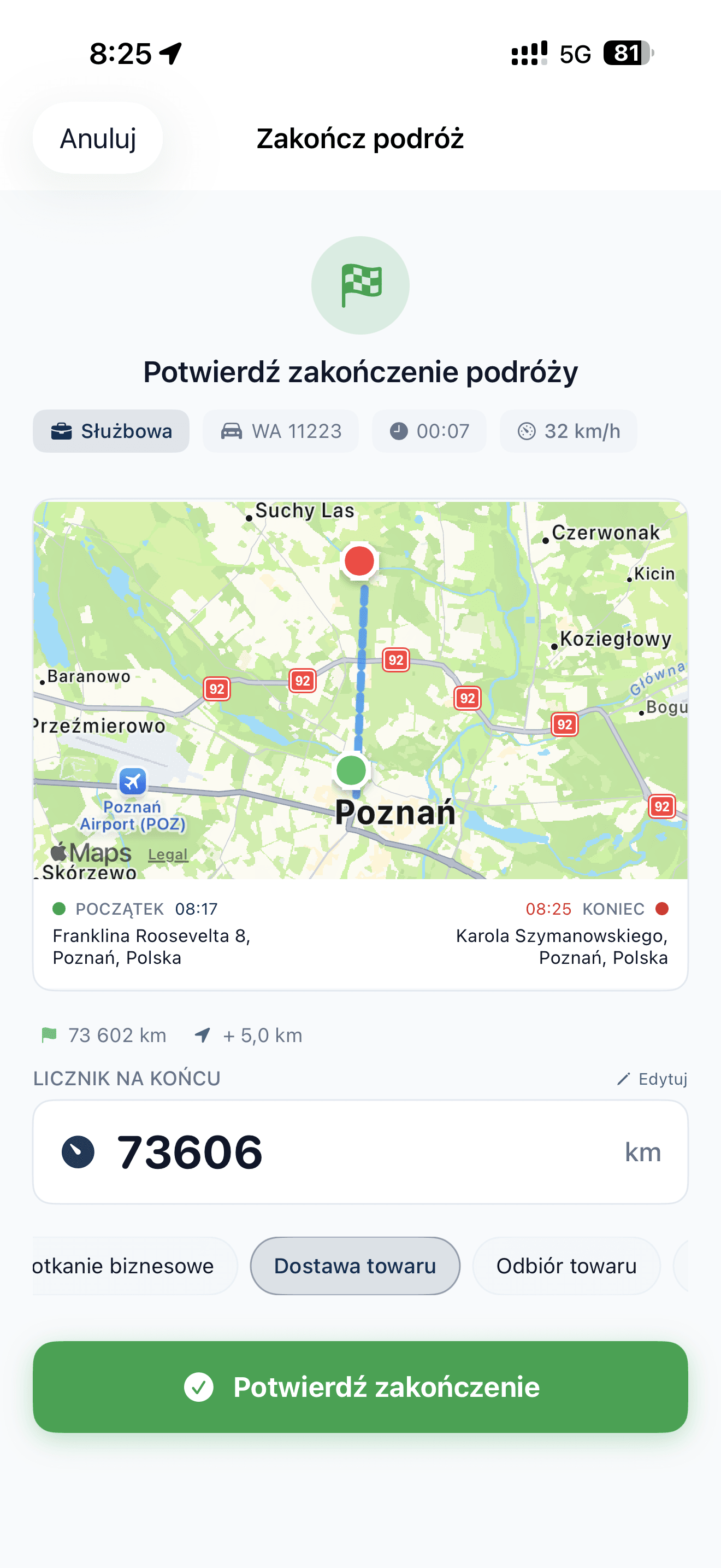 Wpis ręczny - bez GPS