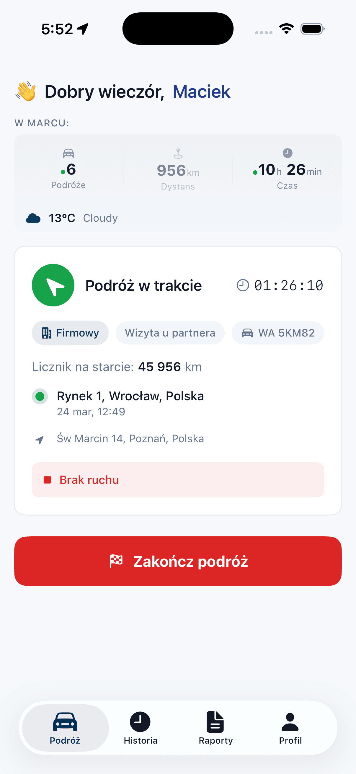 Mobilna aplikacja Autokilometry do automatycznej rejestracji GPS przejazdów